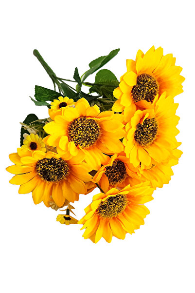 ALSHOP Yapay Ayçiçeği Demeti Dolu Dolu Aranjmanlı 7 Dallı 14 Çiçekli 42 Cm 1.kalite