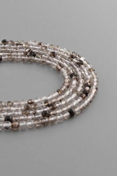 Uçar Doğaltaş Rutil Kuvars Doğal Taş Parlak Siyah Küre Kesim 3mm Dizi [AB+]