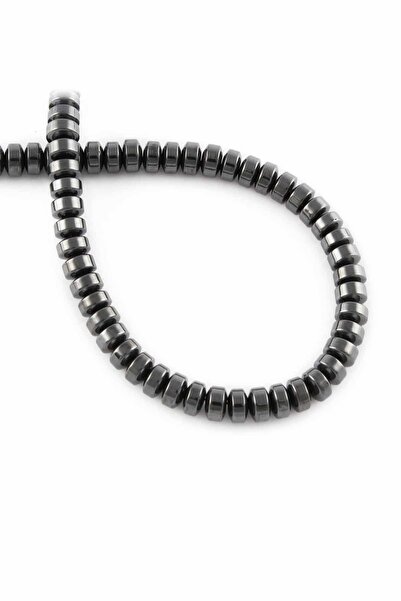 Uçar Doğaltaş Hematit Taşı Daire Kesim Parlak Füme 6x4mm Doğal Taş Dizi