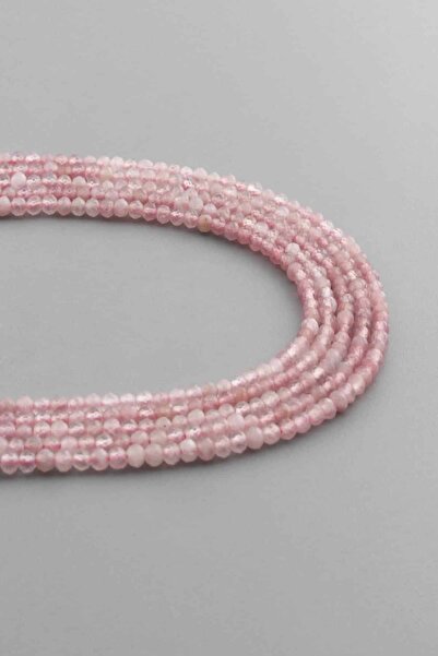 Uçar Doğaltaş Pembe Kuvars Doğal Taş Parlak Küre Kristal Kesim 2mm Dizi