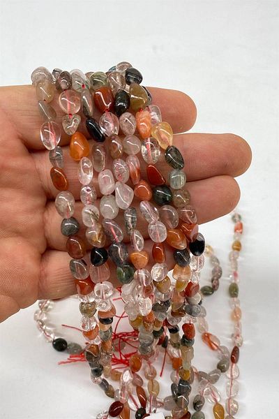 Hobigram Colored Chakra Lentil Cut Natural Stone 1 String – Beads, Stylish Design, Women's Accessory – Beads – Bonc