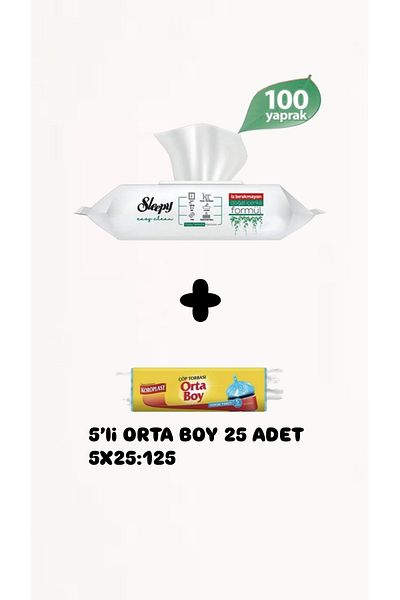 Sleepy Easy Clean Surface Cleaning Towels - 5 Pieces Medium Garbage Bags, 25 Packs