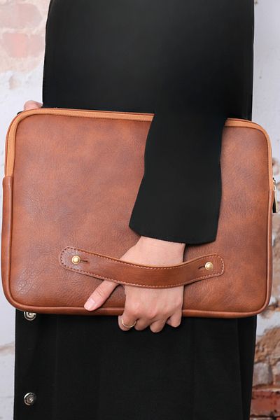 worken 11-11.5 Inch Tablet Case - Water and Impact Protection, Leopard Print Vegan Leather Tan