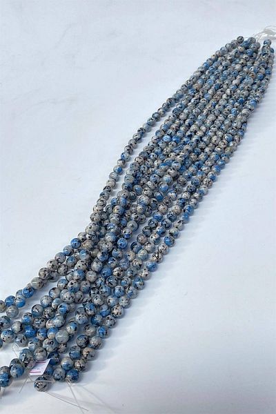 Hobigram Ceyt Dizi Sphere Cut with Blue and Black 8 mm 1 String Natural Stone – Beads, Stylish Design, Women's Accessory –
