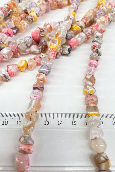 Hobigram Colorful Pebble Cut Natural Stone 1 Strand – Beads, Stylish Design, Women's Accessory – Beads – Beads