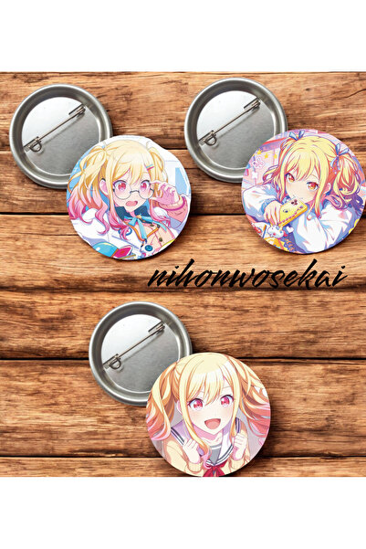 nihonwosekai 3 ADET Tenma Saki Hatsune Miku Colorful PjSekai Anime Buton Roze...