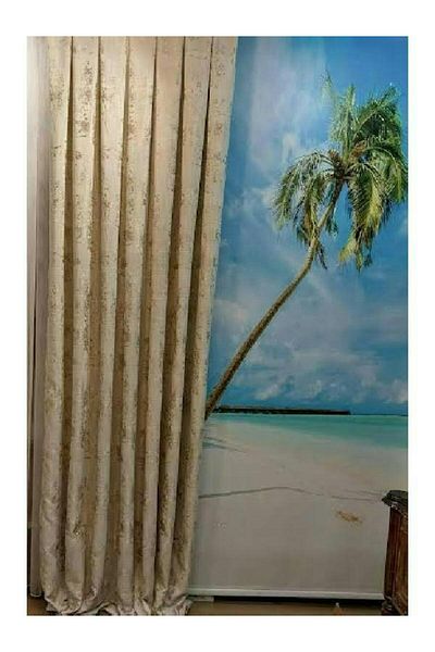 Karesi Yi̇ği̇t Curtain Beige Colour 1/3 Pile Tree Pattern Backdrop Curtain