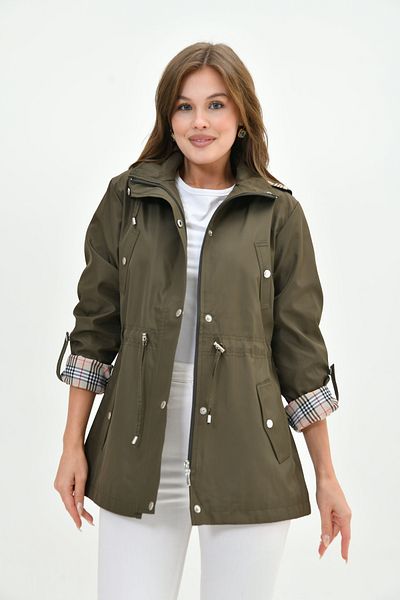Butik Trench pentru femei, rezistent la apă, cu fermoar, cu glugă în interior