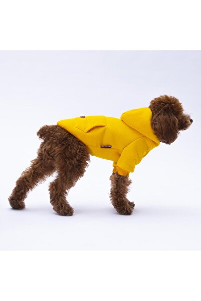 Pettrend Sarı Kanguru Cepli Kedi-Köpek Hoodie- Sweatshirt Kedi Köpek Kıyafeti