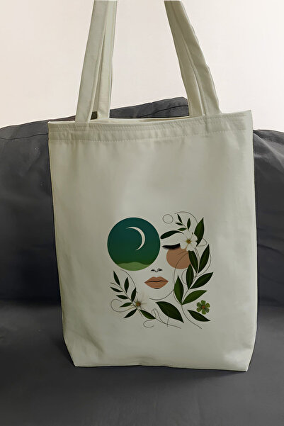 Printed Casual Beach Shopping Tote Cloth Bag with Quality Fabric Inner Pockets