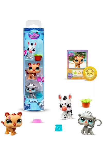 Littlest Pet Shop سلسلة 2 حمار وحشي - قرد وأسد LPS مينيشز مجموعة مجسمات مكونة من 3 قطع