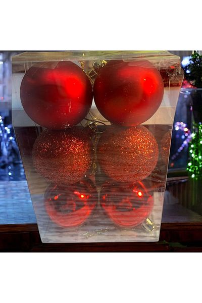 Yenigeldi 6 Pcs Red 5 cm Christmas Ball, Christmas Ball, Pine Tree Ball, Ornamental Ball T-47
