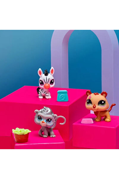 Littlest Pet Shop Seri 2 Zebra - Maymun ve Aslan LPS Minişler 3'lü Figür Seti
