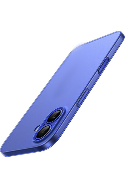 HyperAge غطاء آيفون 16 فائق النحافة بسطح غير لامع مضاد للانزلاق مع حماية للكاميرا، شبه شفاف باللون الأزرق