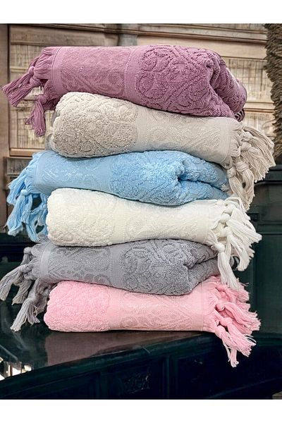 AYHANHOME 6 Li Laced Luxury Jacquard Dowry 50X90 Hand and Face Towel