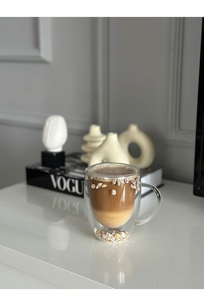MİMOZA PARK 1 Piece Sea Shell Heat Resistant Double Wall Cup Mug |   Coffee Presentation Cup