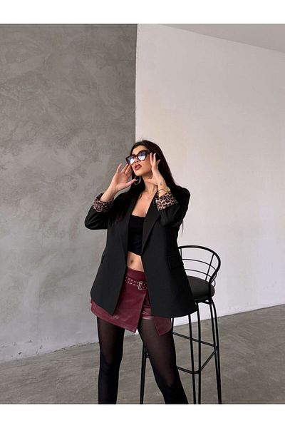 Moda İkra Leopard Print Blazer Jacket Inside