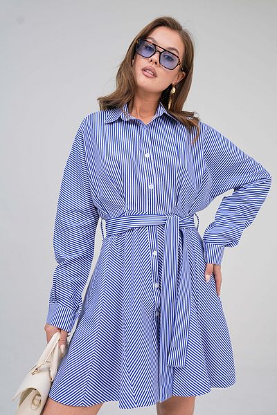 VOLT CLOTHİNG Rochie de damă cu guler cămașă cu dungi