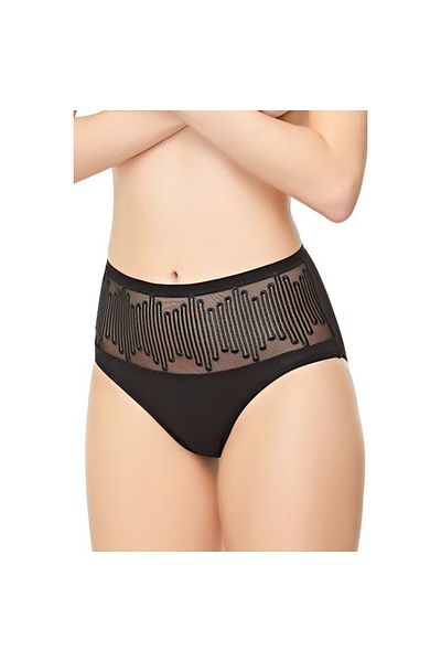 Belinay 0286 Chiloți de damă cu talie înaltă, negri, pachet de 4 dantelă și lux