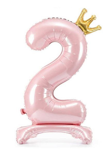 Patladı Gitti 2 Figures Baby Pink Colored Footed and King Crown Foil Balloon 34 Inch 76 cm
