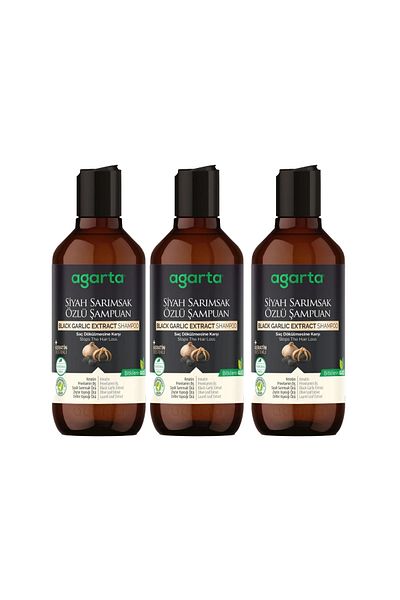 Agarta Natural Shampoo with Black Garlic Extract - 400 ml X 3 Pieces