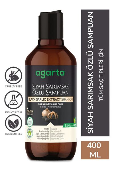 Agarta Natural Shampoo with Black Garlic Extract - 400 ml X 3 Pieces
