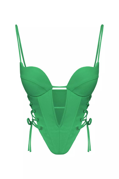 Keikei Yeşil krep crop top