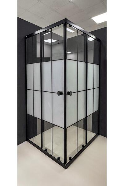 Durul Duşakabin Kare Siyah Çizgi Ortası Buzlu