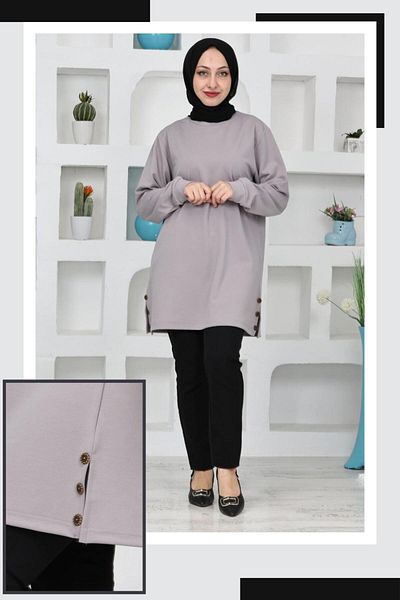 MERY FASHİON Women's Cycling Collar Slipping Button Slipping Flexible Lyclary Saw Tunic