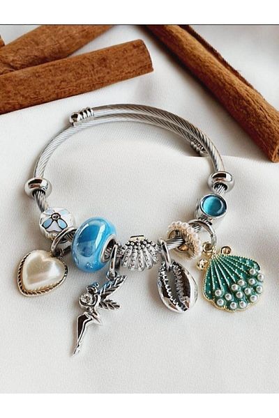 ARYA DESİGN Water Fairy Blue Charm Steel Bracelet