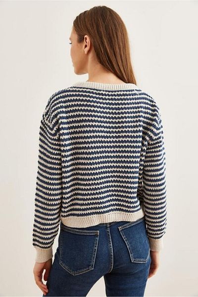 Leila Women's Silver Buttoned Striped Cardigan