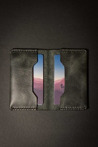 minimal X design Minimal X Fold Kartlık - Antrasit - Gerçek Deri & El Yapımı - Ince Hafif Şık Tasarım
