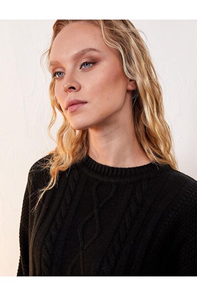 Kayra Sıfır Yaka Triko Tunik  Siyah