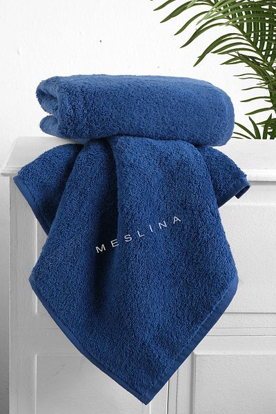 Meslina 50x90 Cm Prosop Sport Coafor Albastru - 2 Piese Prosoape pentru mana si fata, Laveta de uscare