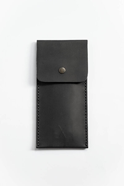 minimal X design Minimal X Leather Pen Holder - Black Crazy - Real Leather & Handmade - Minimalist Design