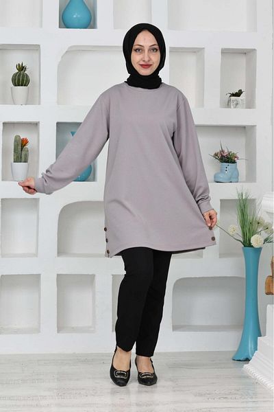 MERY FASHİON Women's Cycling Collar Slipping Button Slipping Flexible Lyclary Saw Tunic