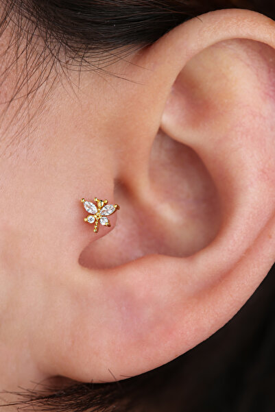 VLM AKSESUAR Taşlı Yusufçuk Tragus Helix Cerrahi Çelik Piercing (6mm)