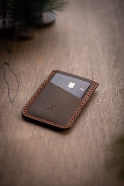 minimal X design Minimal X V2 Mekanizmalı Kartlık - Taba - Gerçek Deri El Yapımı - Basit Şık Minimalist