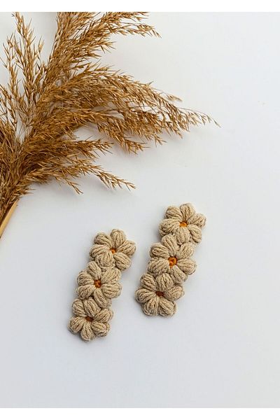 Masal Örgü Dünyası مجموعة من 3 إكسسوارات شعر ديزي رائعة بتصميم الخريف (زوج واحد)