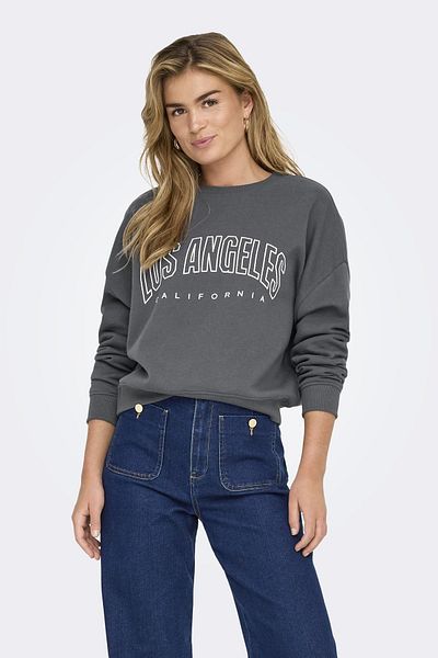ONLY Onlsweat L/s Crew Oversız Antrasit Kadın Sweatshirt