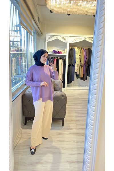 Invee Liliac 6859 Tunica scurta de tricotaj