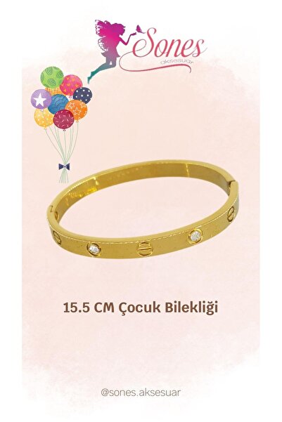 SONES Çocuk Taşlı Çelik Kelepçe Baby Sns003 15.5 Cm