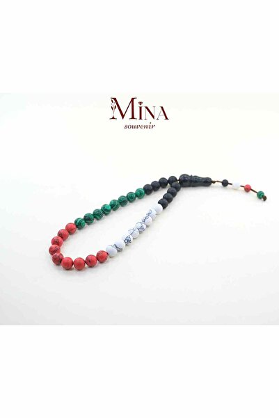 Mina Souvenir Filistin Teması Mavera Model Kırmızı,Beyaz,Siyah,Yeşil Tesbih