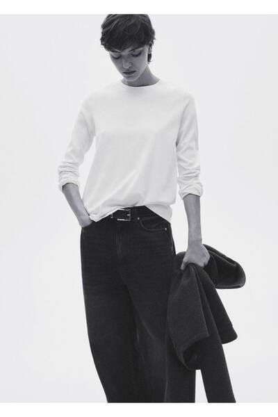 MANGO Woman 100% cotton long-sleeved T-shirt