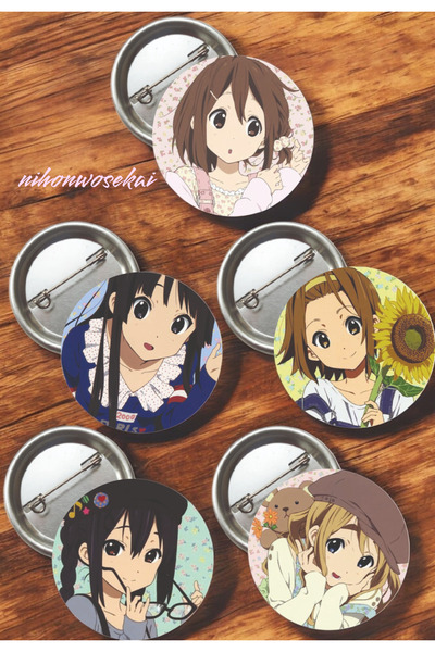 nihonwosekai 5 ADET  K ON Anime Buton Rozet 37mm
