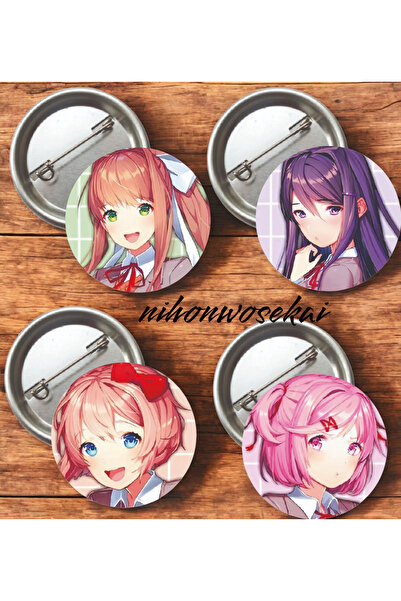 nihonwosekai 4 ADET Doki Doki Edebiyat Kulübü Anime Buton Rozet 37mm