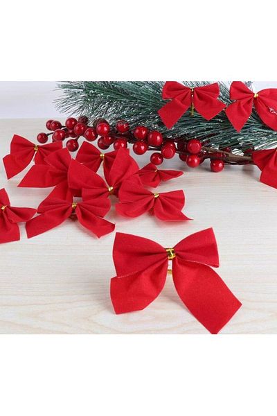 Atölye Mi Christmas Red Bow Tree Ornament - Pack of 12