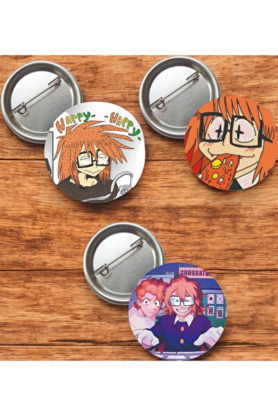 nihonwosekai 3 ADET Ranfren Randal's Friends Anime Buton Rozet 37mm