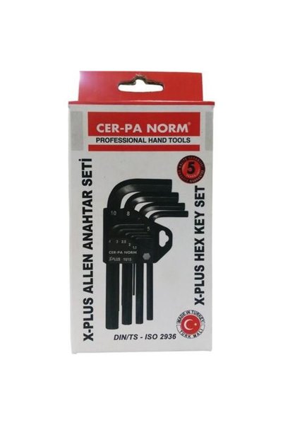 TUĞRA HIRDAVAT مجموعة مفاتيح ألين قصيرة Cer-Pa Norm X-Plus مكونة من 9 قطع ألين