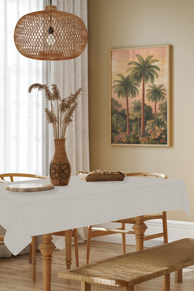 MARİTSA مفرش طاولة من سلسلة الكتان بدون رباط - مقاوم للبقع والتجاعيد